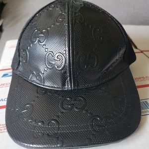 Gucci GG Embossed Leather Mesh Baseball Cap Hat M